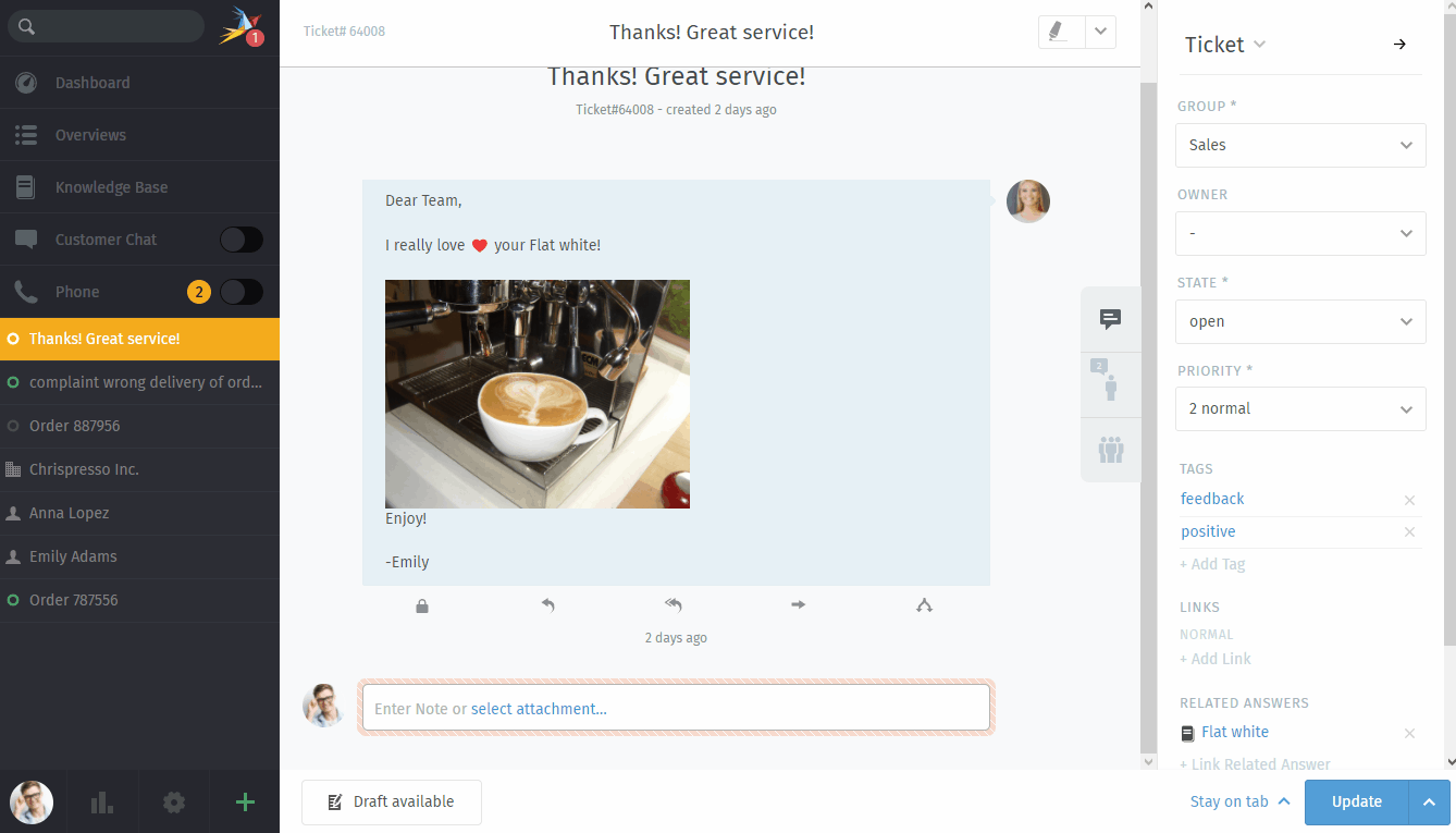 Screencast showing how to open the shared draft load dialogue within the ticket zoom