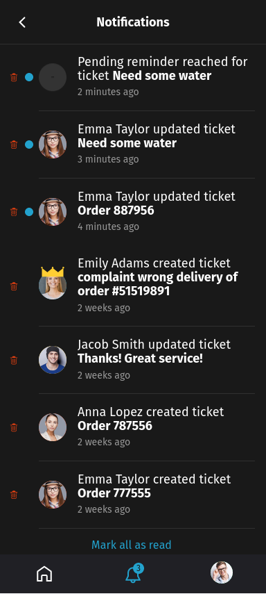 Mobile View Notifications