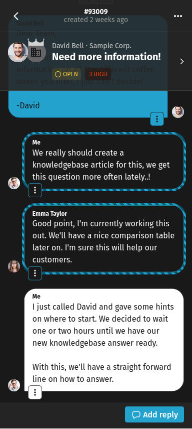 Mobile View Ticket Detail View