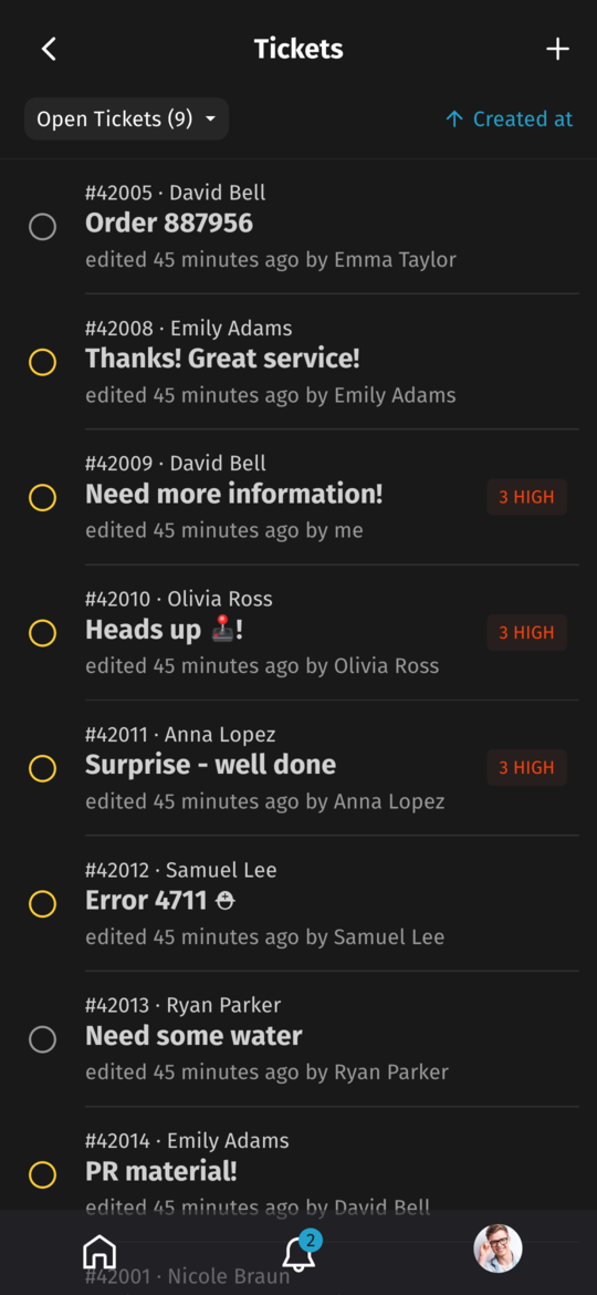 Mobile View Ticket Overview