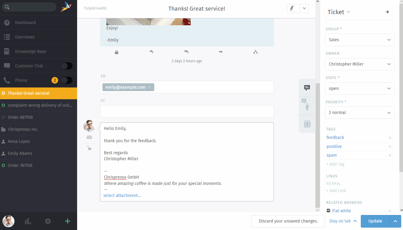 Screencast showing how to save a shared draft within ticket zoom