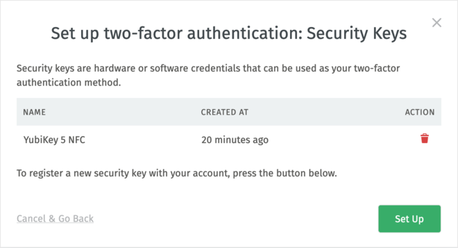 Editing Security Keys