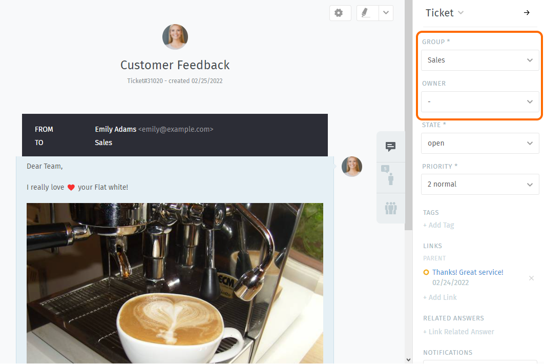 Reassigning tickets in the ticket pane